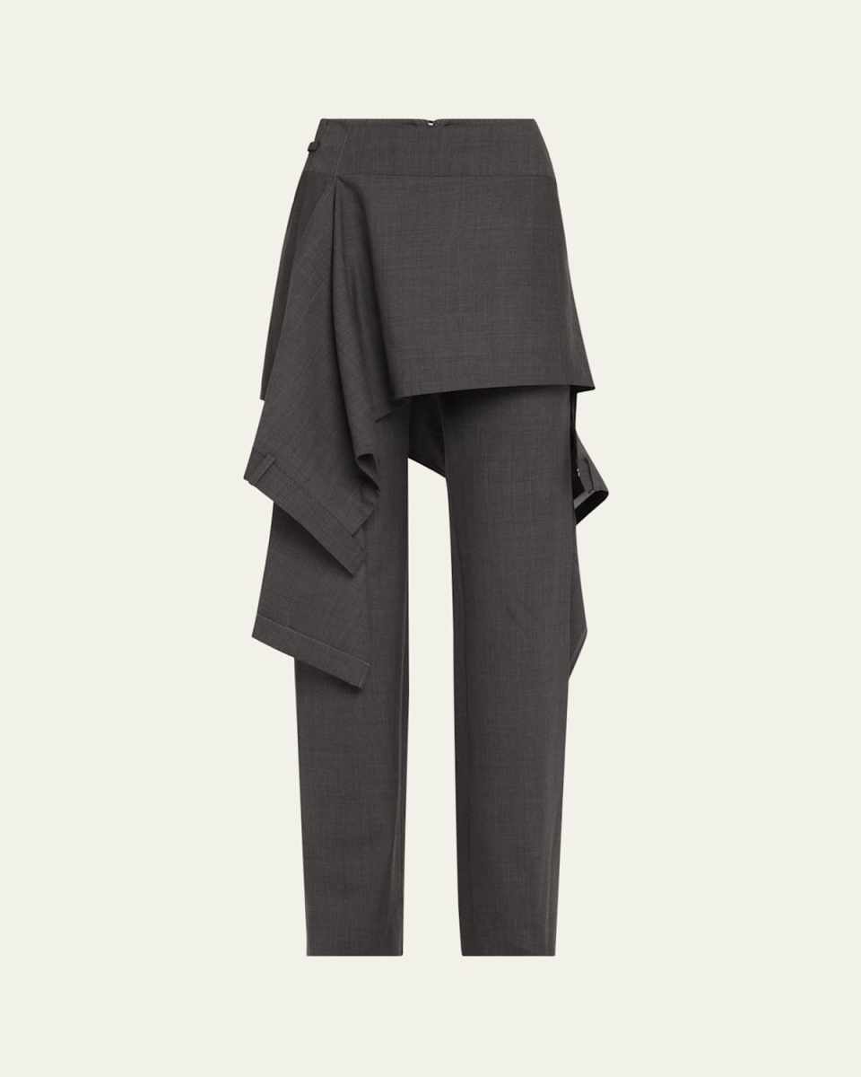 Skirt Overlay Wool Trousers